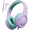 Acer Cuffie per Bambini, Cuffie con Filo Limite di Volume 85/94 dB, Jack da 3,5 mm, Pieghevoli e Regolabili, Suono Stereo Over-ear, Cuffie Bambini per iPad, Kindle, PC, Tablet, Scuola, Viola e verde