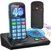 CHAKEYAKE Telefono Cellulare per Anziani 4G Senza Contratto, Cellulare per Anziani con Grandi Tasti, Bluetooth e Base di Ricarica, Volume Alto, Pulsante SOS, Chiamata Rapida, Radio FM