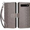 SIENIANLINE Cover per Google Pixel 6A custodia portafoglio Grigio | 3 scomparti carte, 1 tasca banconote, Chiusura magnetica, Supporto, Pelle PU flip cover per Pixel 6A