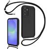 Coalbooliy Cover per Samsung Galaxy A37 con Cordino per Cellulare, Custodia Silicone con Regolabile Collana Sottile Morbida Case Protezione della fotocamera Antiurto con Necklace, Nero