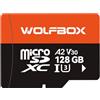 WOLFBOX Scheda microSD da 128 GB con adattatore, fino a 100 MB/s, U3 A1 V30 ad alta velocità di trasferimento, supporta la registrazione video 4K UHD, adatta per dash cam a specchio G840S/G930