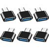 iJiGui Adattatore USB C a USB 2.0 (6 Pezzi), Adattatore Tipo C a USB-A OTG Connettore, per MacBook PRO 2019/2018, Samsung Galaxy, Google Pixel Nexus (Nero)
