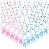 Junkin 60 collane con ciucci per baby shower, in acrilico, per baby shower, bomboniere, decorazioni, stile donna (bianco, rosa, blu)