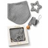 Intimitaly I Batuffolini - Set Neonato 3 Pezzi con Bavetta Mussola Bio + Catenella per Succhietto + Gioco Rinfrescante per Dentizione