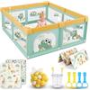 SOFTHOM Box Bambini 180x200 con Tappeto, Recinto per Bambini con 360° Rete Traspirante, Tessuto Oxford, Laterali con Zip, Antiscivolo Robusta Centro Attività, 60 Palline, 4 Maniglie, Coccodrillo verde