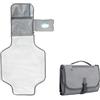 Naapesi Fasciatoio Portatile Neonato, Materassino Cambio Pannolino Pieghevole Impermeabile con Tasca Salviette e Cuscino, Fasciatoio Compatto da Viaggio per Bambini, Regalo Nascita Bimbo, Grigio
