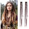 Generic Estensioni Dei Capelli Intrecciati Con Clip, Trecce Con Clip Da 2 Pezzi Con Perline E Ciondoli, Personalità E Moda For Giochi Di Ruolo E Styling Quotidiano(Burgundy to White)