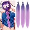 MY-LADY Rumi - Extension per capelli pre-allungate, 65 cm, 3 pezzi, capelli lilla da intrecciare, per bambini, capelli sintetici Yaki, crochet twist box (lilla/viola chiaro)