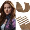 Benehair Extension Capelli Veri Biadesivo 10pz Capelli Naturali Lisci Extension Biadesive Capelli Veri Umani Extension Adesive 35cm, Marrone Chiaro #06