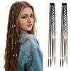 Generic Estensioni Dei Capelli Intrecciati Con Clip, Trecce Con Clip Da 2 Pezzi Con Perline E Ciondoli, Personalità E Moda For Giochi Di Ruolo E Styling Quotidiano(Dark Brown With Brown Black)