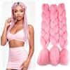 Cybelleza Extension Treccine Treccia Africane Capelli Rosa Sintetici Finti Lunghi Intrecciati 60cm Jumbo Braids 3PCS 300g Crochet Twist Bellezza, Rosa Rouge