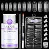 SAVILAND 150ML Slip Solution Acrygel Kit, Slip Solution per Poly Nail Gel Set con Pennello per Unghie Doppia Punta & 100 Doppie Forme per Estensioni Unghie Fai Da Te, Principianti