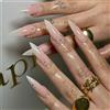 GlamRays Unghie Finte Stiletto Lucide Adesive Amandorla Acuminate Acriliche Rosa Ombre Bling Stella