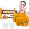 Ledeak Sapone Alla Curcuma, 2 Pezzi Saponetta Naturale Alla Curcuma con Rete a Bolle, Idratante Lemon Turmeric Kojic Acid Soap, Sapone Illuminante Alla Curcuma Per Tutti I Tipi Di Pelle(2×100g)