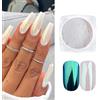 Weduspaty Effetto specchio in polvere cromato bianco in polvere per perla in polvere con 2 pezzi bastoncini di spugna per decorazione per nail art fai -da -te per casa, salone per unghie 2 pcs, glitter per ung