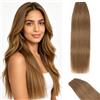 TESS Extension Tessitura Capelli Veri Matassa Lisci per Donna 100g Fascia Unica senza Clip da Cucire 30cm #6 Castano