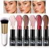 Yagaspantery 6 Pezzi Contouring Viso Stick Kit con Pennello,Makeup Cream Contour Sticks Set,Contour Stick, Bronzer Blush, Highlighter Crema,Risultato a Lunga Tenuta e Liscia Texture Cremosa