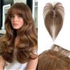Benehair Toupet Capelli Donna Veri con Clip 7x11cm Air Frangia Clip Capelli Veri Fatto a Mano Extension Clip Capello Naturali con Frangia, 14g 28CM Marrone Medio #04
