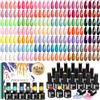 PHOENIXY POLYGEL Kit Semipermanente Unghie, Phoenixy 48Pz 7ml 42Colori Smalto Semipermanente Unghie con Base Coat Lucido Opaco Argento Oro e Top Coat, Kit Manicure Smalti Semi-permanenti (PCG9037)