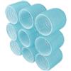PARSA Beauty - Bigodini autoadesivi (disponibili in diverse varianti) per ricci, in velcro, per acconciature eleganti (57 mm, azzurro, 9 pezzi)