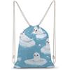 FWJZDSP Zaino con coulisse e fiocchi di neve a tema foche dei cartoni animati, borsa a tracolla, borsa sportiva da viaggio, borsa da palestra unisex