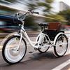 Generic Triciclo elettrico da città per adulti, 24'', batteria al litio 36V 12AH, 3 modalità: umana/a pedalata/elettrica, sedile multifunzionale, cestino posteriore, unisex