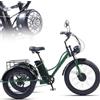 Generic Triciclo elettrico cargo per adulti, 24 pollici, pneumatici larghi, 7 velocità, 3 ruote, capacità di carico 200 kg, comodo per anziani per fare esercizio e per fare la spesa, verde.