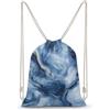 FWJZDSP Zaino con coulisse e texture effetto marmo blu e oro, borsa a tracolla, borsa sportiva da viaggio unisex.