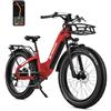 FD FREEDARE FREEDARE Eden Electric Bike for Adults 250W Motor,90NM Ebike,48V 20Ah Brand Battery 150KM Torque Sensor,GPS Smart App Control,Ebike with 26 x 4 KENDA Fat Tire (Rosso)