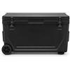 Aymzbd Frigo da Campeggio e Pesca con Isolamento in PU, Mantiene Freddo/Caldo, frigorifero campeggio, 60 litri PU completo - Modello con coperchio piatto e ruote - Samurai Nero
