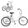Generic Triciclo elettrico per adulti, 24 pollici, e-bike con telaio a scavalco, batteria rimovibile, display digitale e cestini portaoggetti, bianco, ideale per la spesa quotidiana.