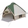 GFMGUEMV Moderna tenda tepee verde grigio, 490 x 410 x 210 cm, tenda da campeggio con aste in poliestere 185T, con aste, tiranti, picchetti e borsa per il trasporto, con aperture per l'aria