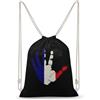 FWJZDSP Zaino con coulisse e stampa della bandiera francese e delle palme, borsa a tracolla da viaggio, sportiva o da palestra, unisex.