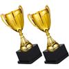 Gadpiparty 2pezzi Mini Trofei Oro in Plastico con Base Quadrata Nera, Coppe Premio Stabili e Versatili per Riconoscimenti e Premiazioni in Classe