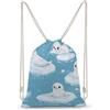 FWJZDSP Zaino con coulisse e fiocchi di neve a tema foche dei cartoni animati, borsa a tracolla, borsa sportiva da viaggio, borsa da palestra unisex