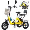 Generic Triciclo elettrico pieghevole a 3 ruote per adulti, robusto, con batteria al litio da 48 V 10 Ah, portata massima 180 kg, con sedile passeggero e ampio cestino.