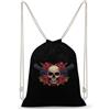 FWJZDSP Zaino con coulisse a forma di teschio e rose, borsa a tracolla da viaggio, sportiva, da palestra, unisex.