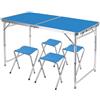 Generic XJBTBA Set Tavolo e Sedia Pieghevoli Portatili da Esterno - Tavolo da Campeggio Leggero e Impermeabile in Alluminio con 4 sgabelli - Ideale per Viaggi, Escursioni e attività all'aperto - Blu