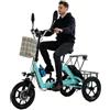 Generic Triciclo elettrico per adulti 48V pieghevole, bici da carico, batteria rimovibile, doppi freni a disco, sospensioni, cestino anteriore, portapacchi posteriore, blu