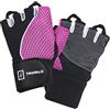 TAVIALO Guanti Palestra Fitness Donna per Ginnastica Pesi Allenamento Crossfit Bodybilduing Bici. Palmo in pelle, dorso traspirante. (Rosa/Nero/Bianco, M 16-19 cm)