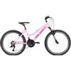 CLOOT Bici da Ragazza 24 Pollici in Acciaio Vintage Moderna con Cambio Shimano a 18 Velocità, Parafango, Trasportino, Freni V-Brake, Colore Rosa e Bianco, per Scuola e Città Urbana