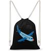 FWJZDSP Zaino con coulisse a forma di aereo dei cartoni animati, borsa a tracolla da viaggio, sportiva, da palestra, unisex