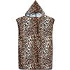 Highdi Surf Poncho con Cappuccio, 3D Leopardo Microfibra Asciugatura Rapida Telo Mare Uomo o Donna Adulto Asciugamano Accappatoio Ideale per Sport Piscina Spiaggia Nuoto (75x110cm,caffè)