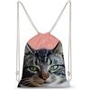 FWJZDSP Zainetto con coulisse a forma di gatto carino con occhi verdi, borsa a tracolla, borsa sportiva da viaggio, borsa da palestra unisex