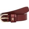 Tommy Hilfiger Donna Cintura Essential Effortless 2,5 cm Cintura in Pelle, Rosso (Deep Rouge), 70 cm