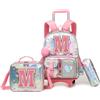 HTgroce Zaino Trolley Scuola Bambina Elementare Borsa da Viaggio Zaino Scuola Trolley Ragazza Con Borsa per la Merenda e Astuccio per le Matite