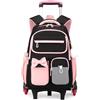 FANDARE Zaino Trolley Donna 35L Zaino con Ruote 2 in 1 Ruote 6X Antiscivolo per Salire Scale, Compatibile 15.6 PC Tasche Multiple Oxford Impermeabile Rosa