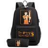 Huacaiyu Anime Haikyuu Zaino + Astuccio 2pcs Set Karasuno Cosplay Hinata Shoyo per Multifunzione Zaino da Viaggio Bookbag con serratura Daypack Borsa da Scuola Nero