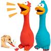 XFLYP 2 Pezzi Giocattolo di Pollo Urlando di Gomma Giallo Novità del Giocattolo del Pollo Squittio in Gomma Resistente, Strumento di Decompressione(Rosso+blu)