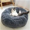 Wuudi, Cuccia rotonda per cani e gatti, 50 cm, in peluche, portatile, calda e confortevole, letto per animali domestici (colore grigio scuro)